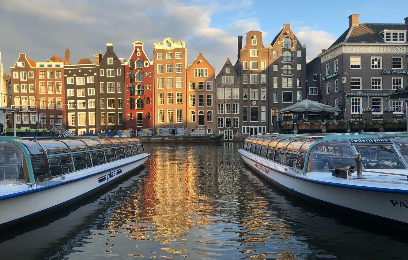 Photo wallpaper building, Amsterdam, Netherlands, water channel
