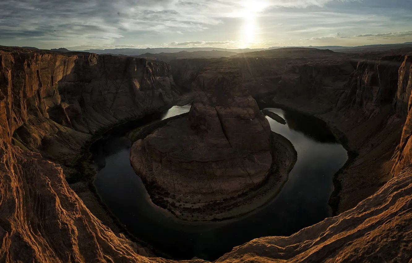 Photo wallpaper landscape, river, Arizona, Horseshoe Bend, Curve