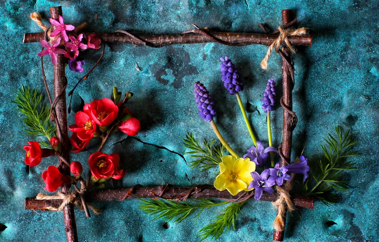 Photo wallpaper flowers, style, frame, composition