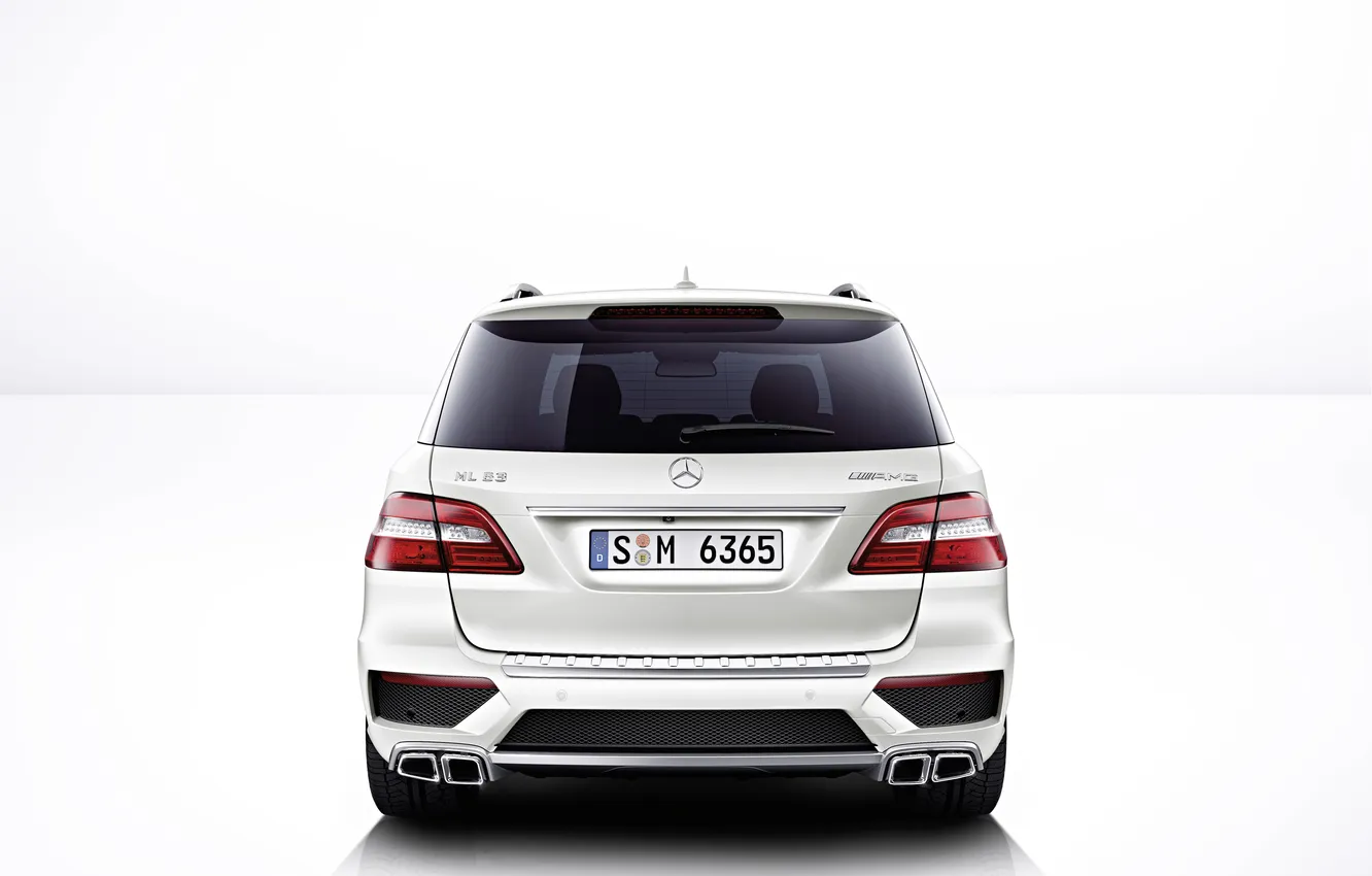 Photo wallpaper jeep, Mercedes, Mercedes, AMG, exhaust, ML 6.3 AMG, white? the rear part