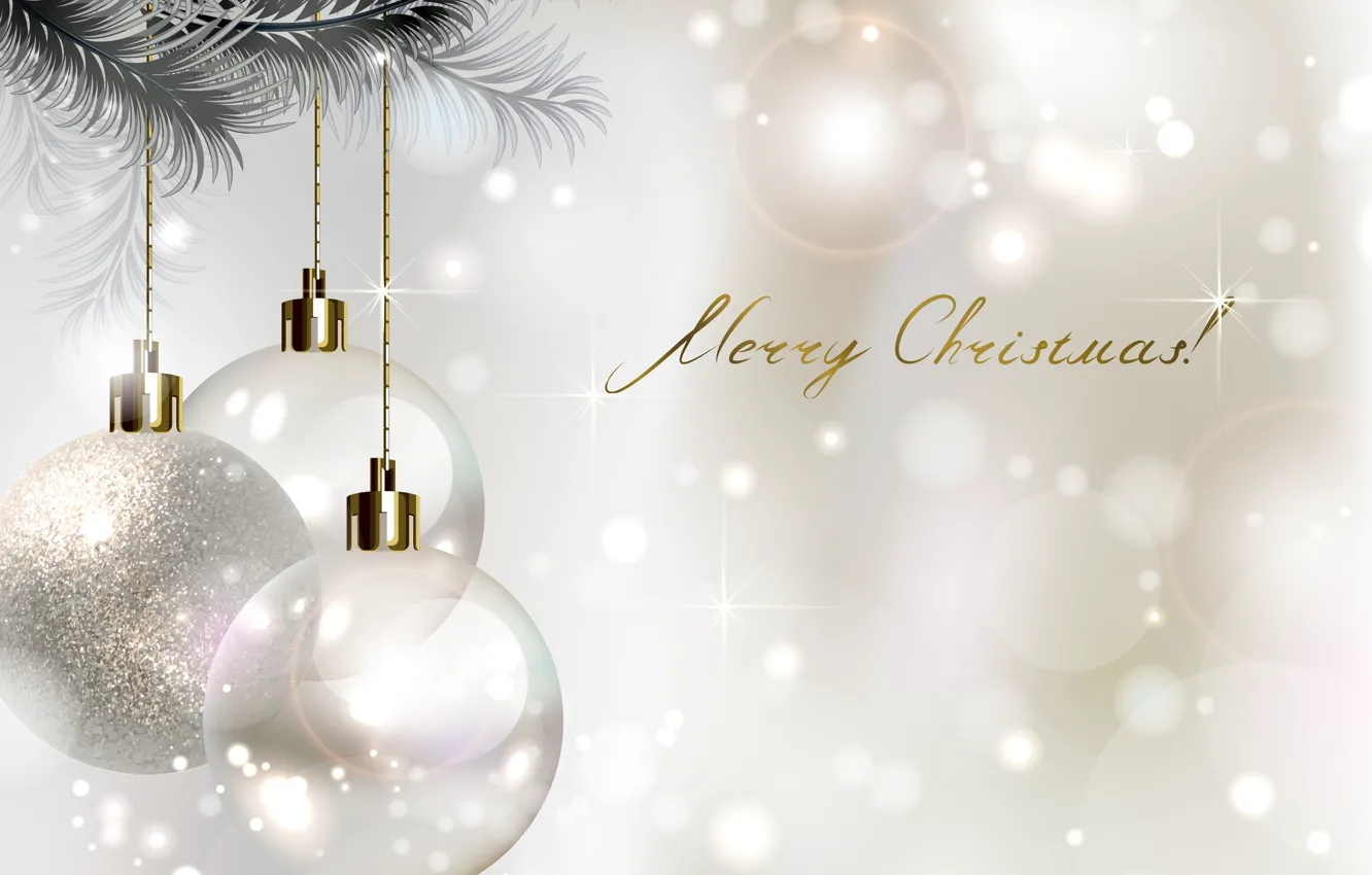 Photo wallpaper balls, tree, Christmas decorations, merry christmas