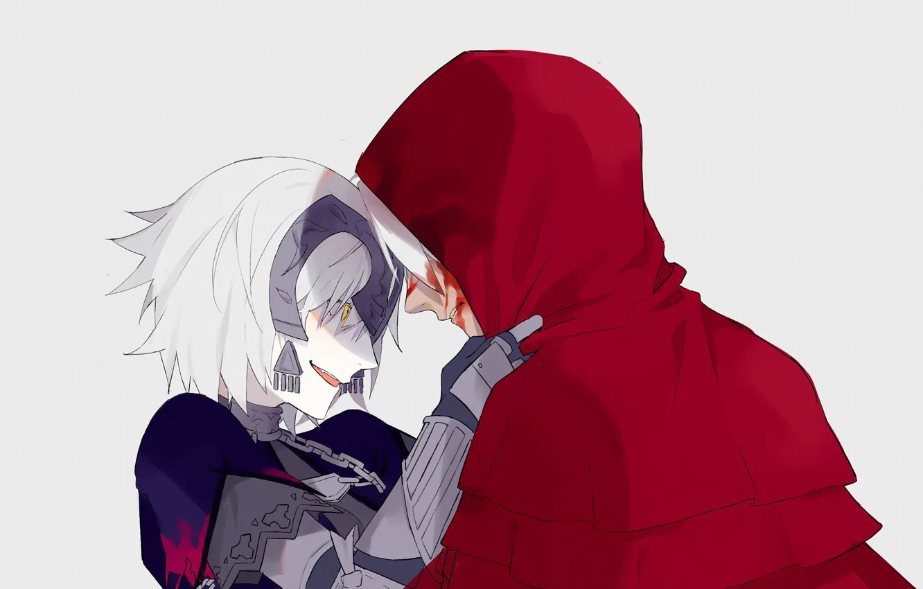 Photo wallpaper girl, hood, guy, cloak, two, characters, Fate / Grand Order, The destiny of a great …