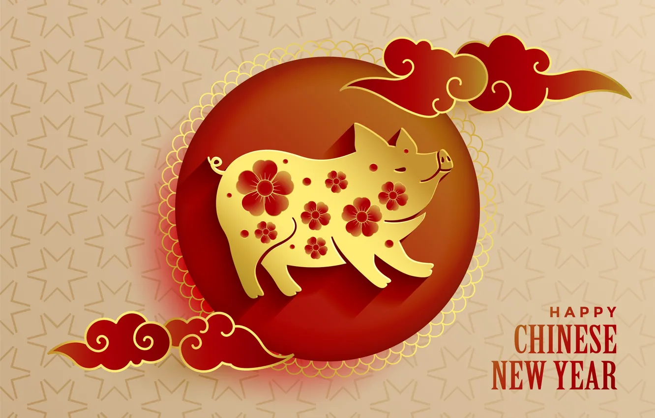 Photo wallpaper new year, pig, symbol of the year, pig