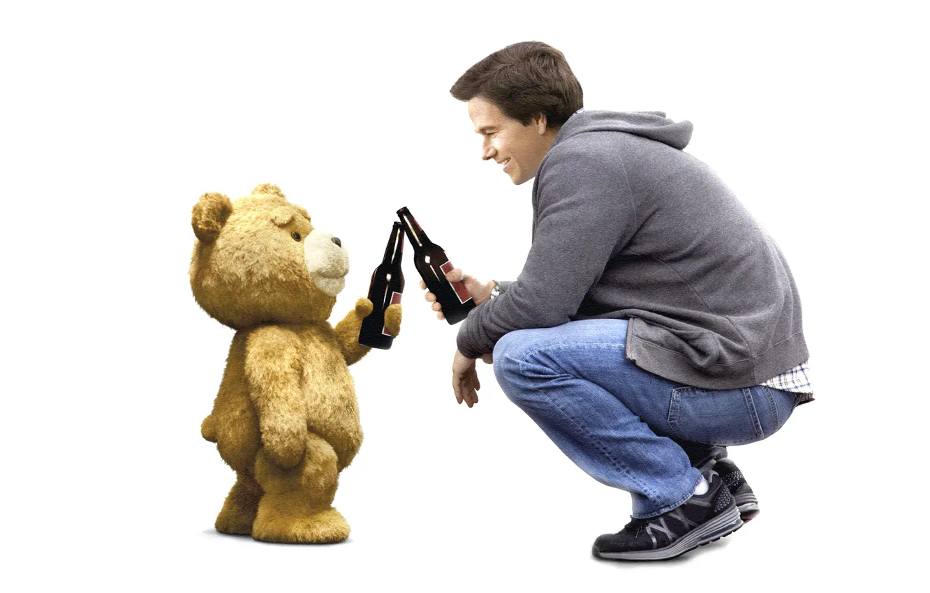Photo wallpaper beer, bear, friendship, Mark Wahlberg, Miho, Ted, The third wheel