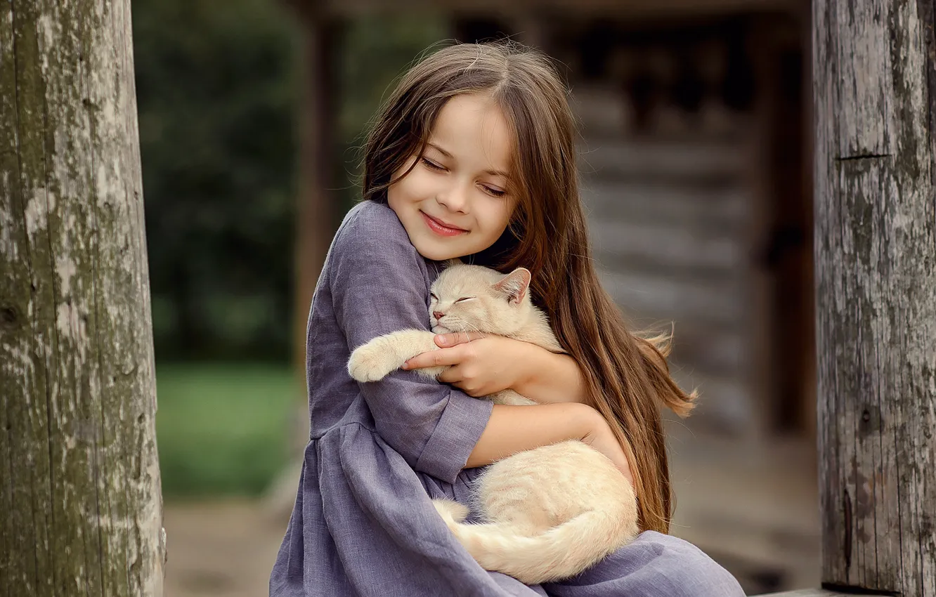 Photo wallpaper cat, cat, each, mood, friendship, girl, kitty