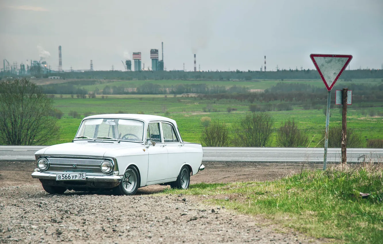 Photo wallpaper white, USSR, car, classic, 412, Muscovite, AZLK, Mosa