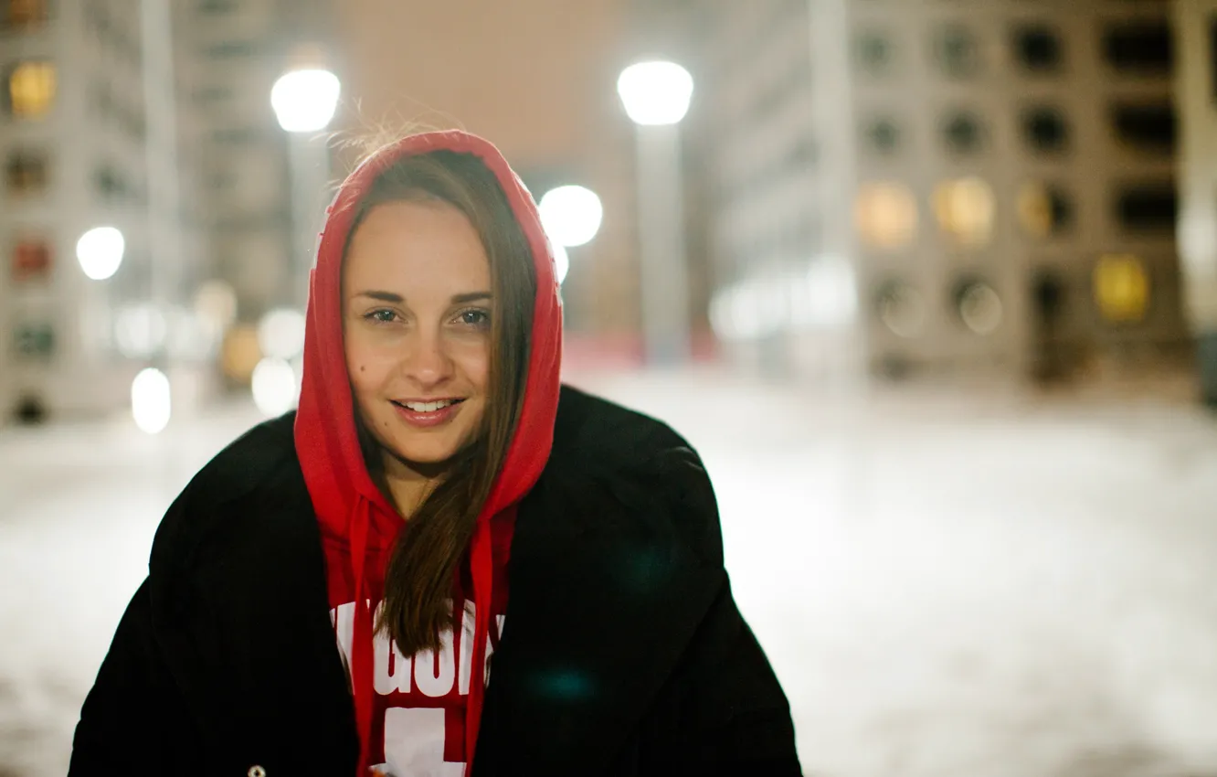Photo wallpaper winter, look, girl, the evening, Nastya
