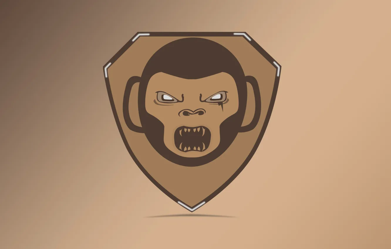 Photo wallpaper anger, logo, monkey, shield