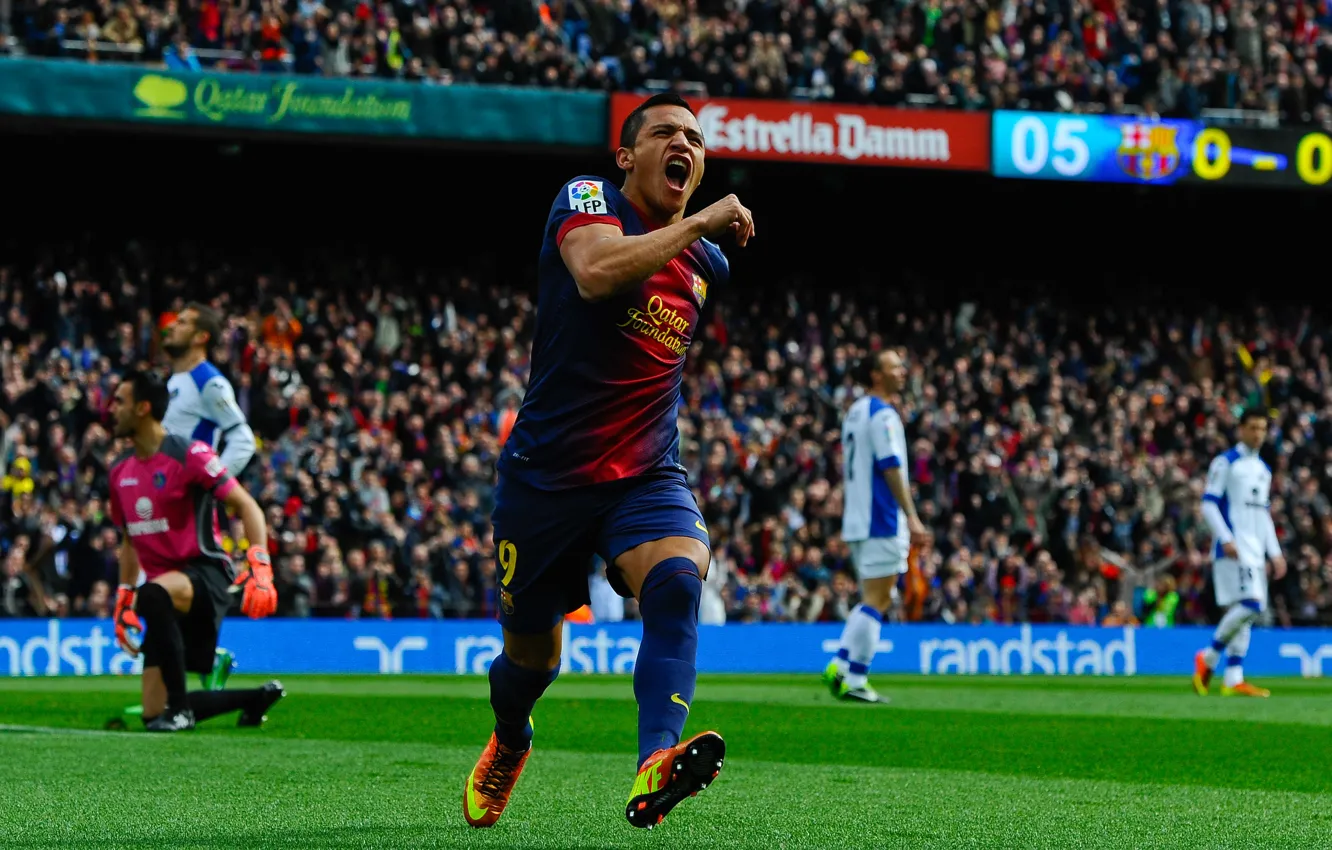 Photo wallpaper Barcelona, Alexis, Barcelona, Chile, Primera, La Liga, Sanchez