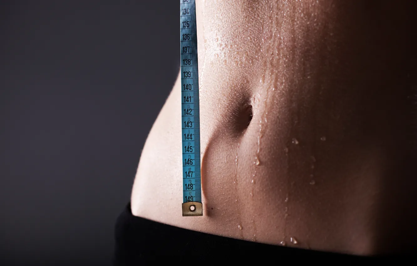 Photo wallpaper sexy, abs, sportswear, tape measure