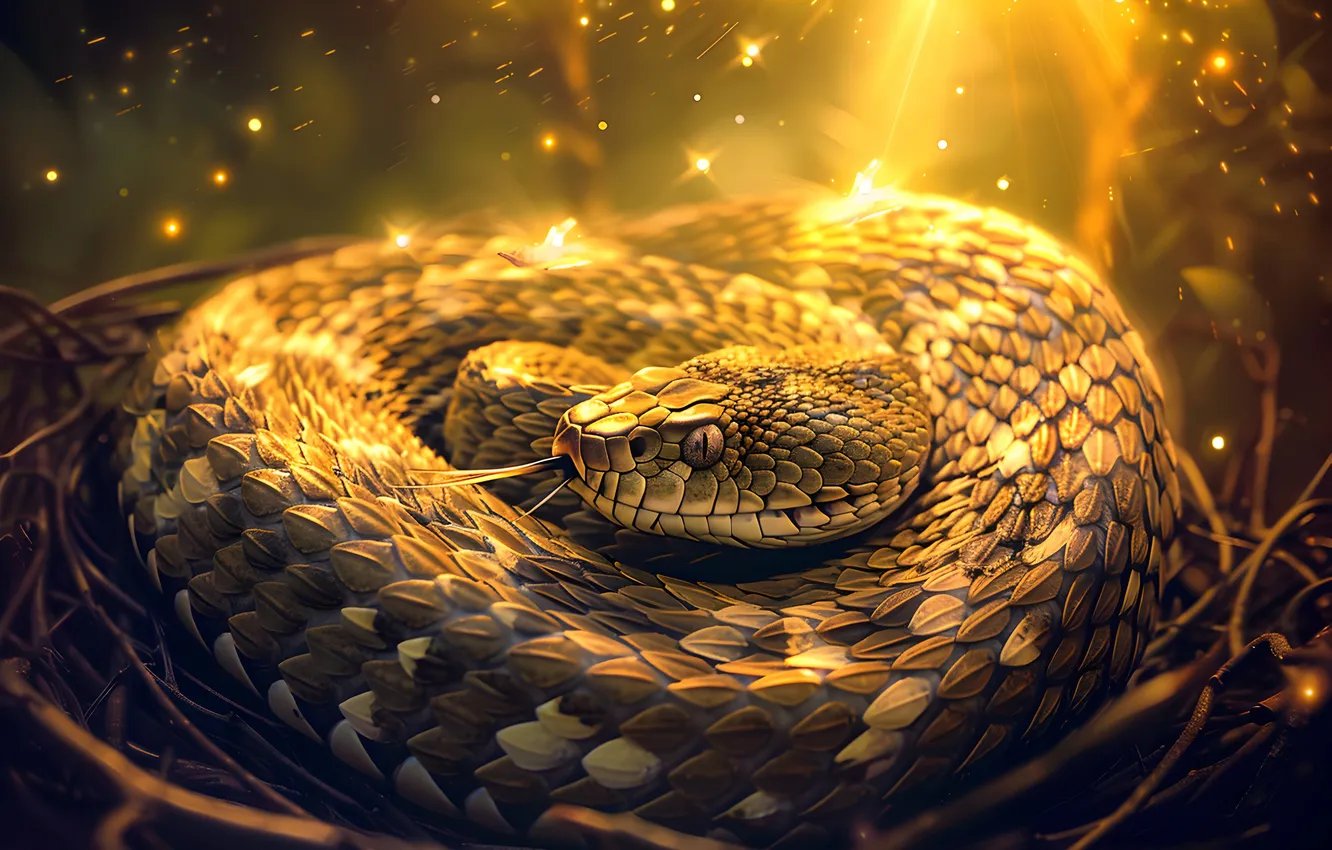 Photo wallpaper Language, Look, Snake, Face, Art, Reptile, Animal, Digital art