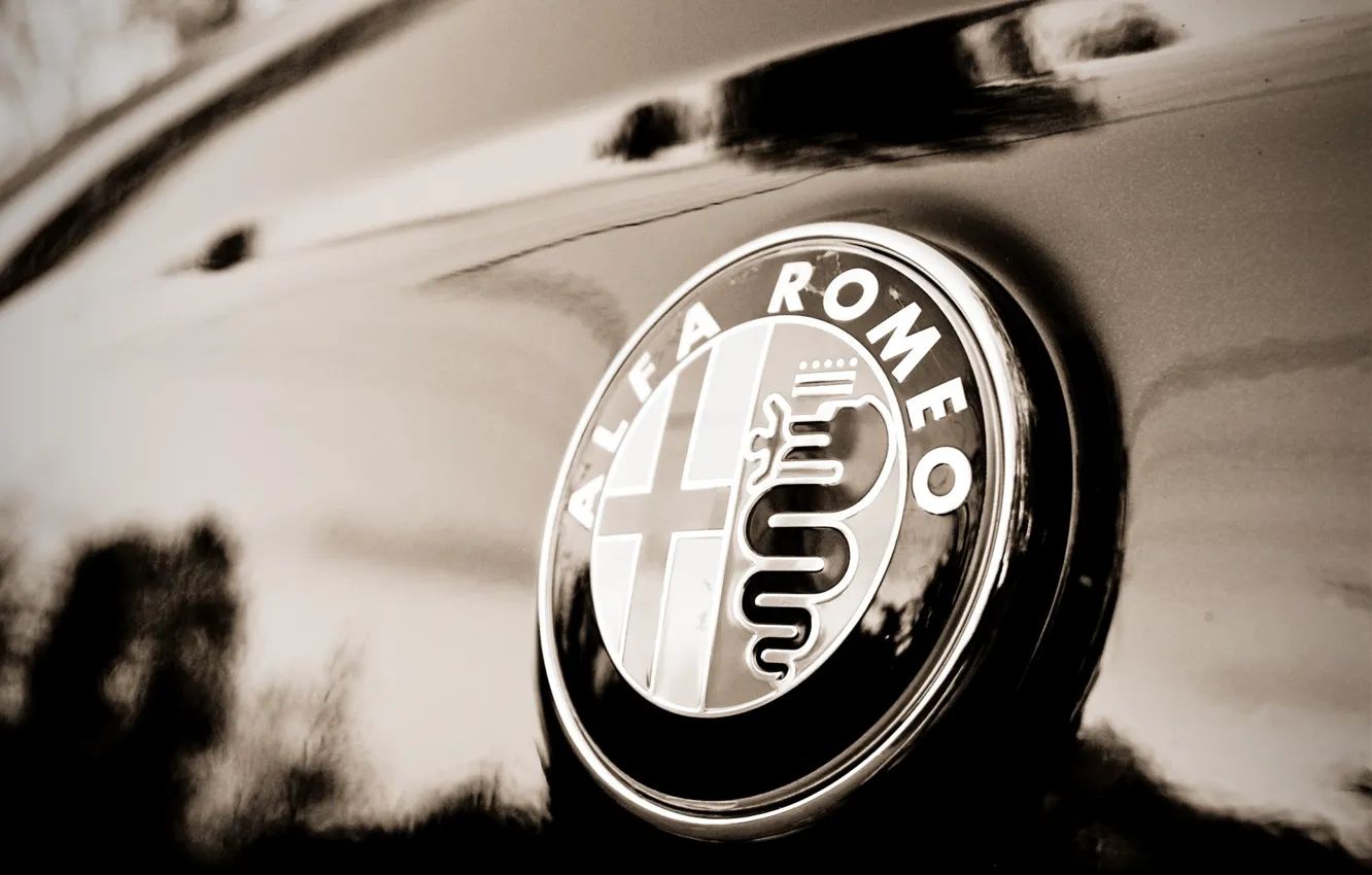 Photo wallpaper macro, sign, Alfa Romeo