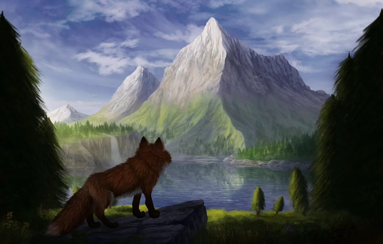 Photo wallpaper mountains, nature, lake, Fox, by CreeperMan0508