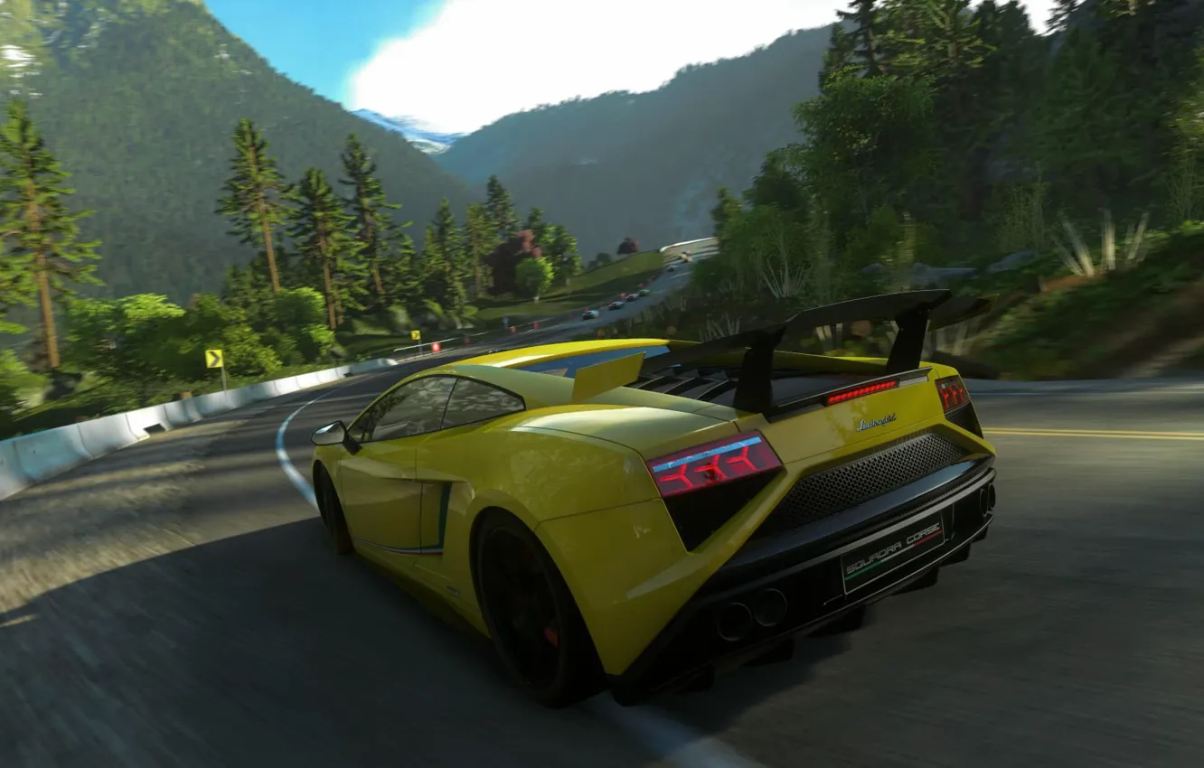 Photo wallpaper Yellow, The game, Race, Sony, Sports car, Sportcar, Sony Computer Entertainment, Driveclub