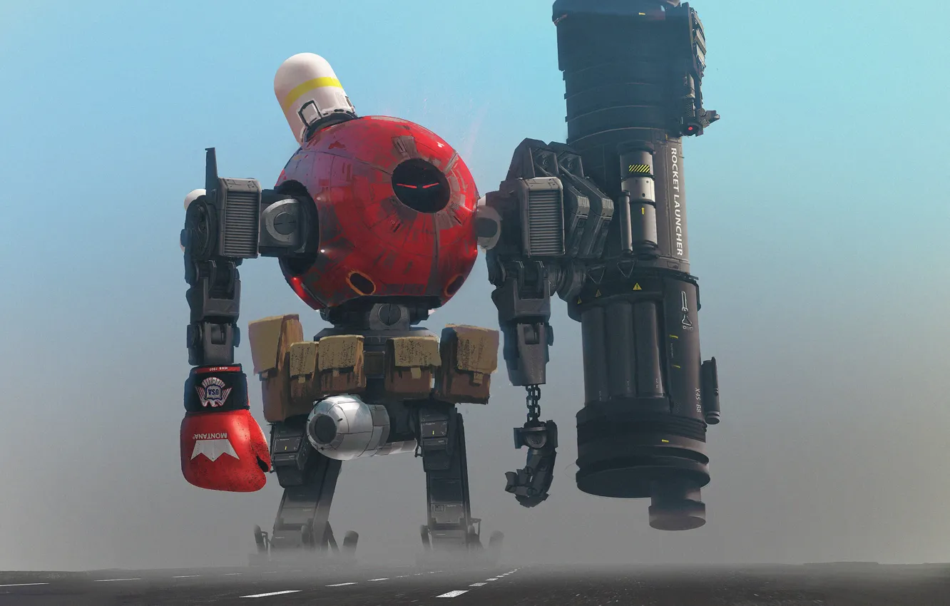 Photo wallpaper fog, robot, track, preprod mech kevine, Game prototype