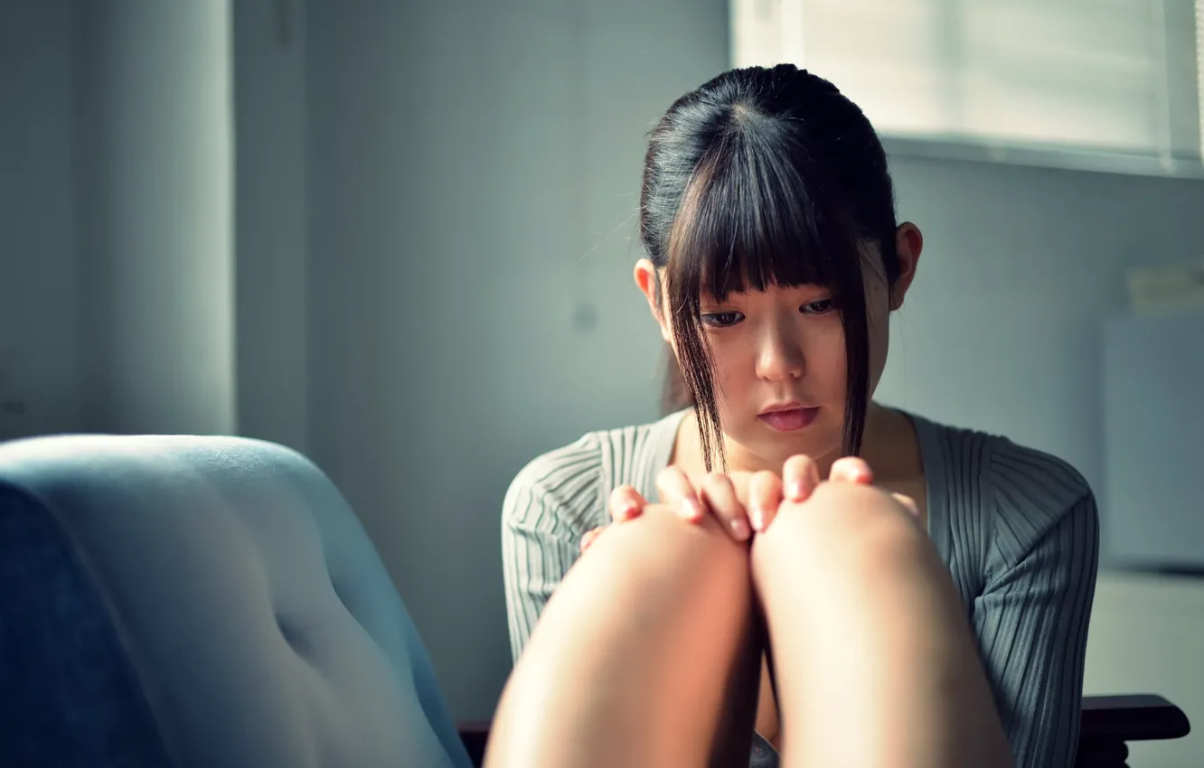 Photo wallpaper sadness, look, portrait, Japan, curls, May Usami