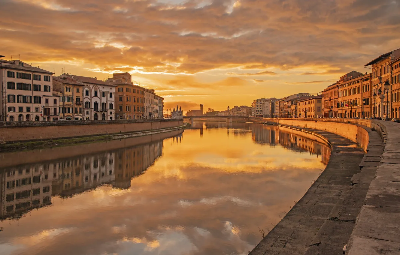 Photo wallpaper river, home, Italy, Pisa, Arno