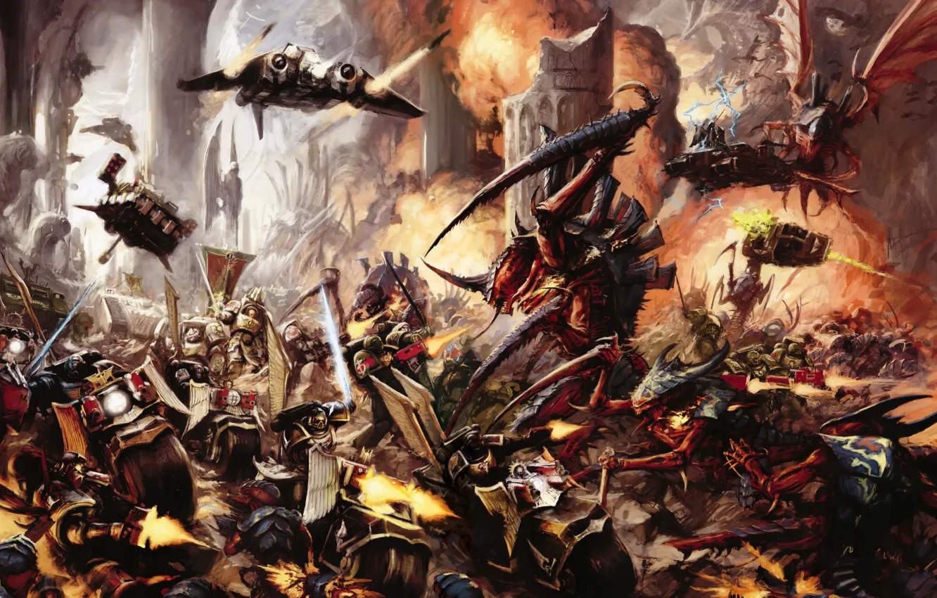 Photo wallpaper Warhammer, tyranids, dark angel, warhammer 40 000, tyranids, dark angels