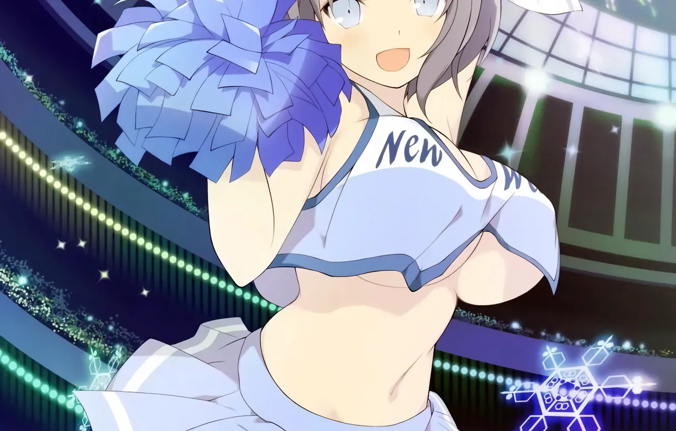 Photo wallpaper girl, sexy, cleavage, boobs, anime, beautiful, short hair, pretty