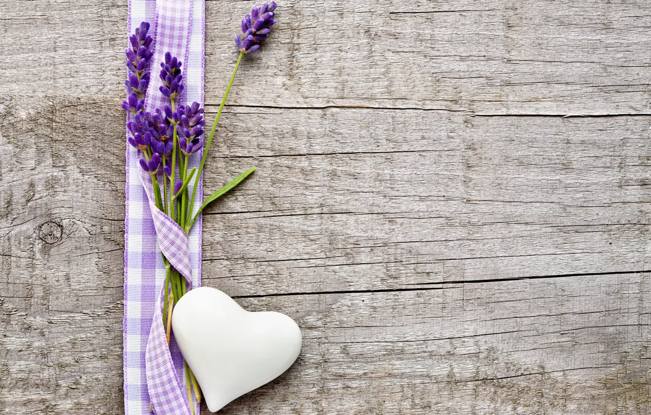 Photo wallpaper table, tape, heart, lavender