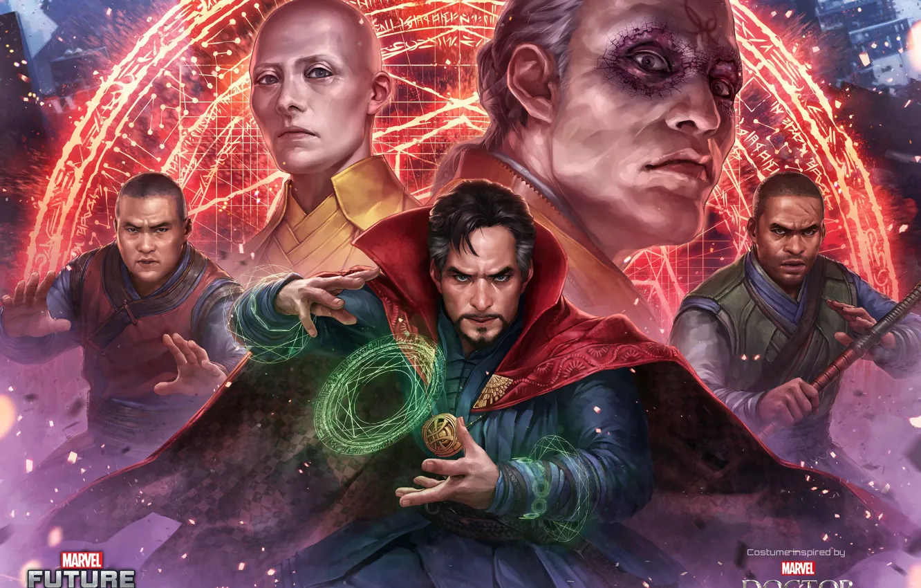 Photo wallpaper Wong, Kaecilius, Baron Mordo, Marvel Future Fight, Dr. Strange, Ancient one