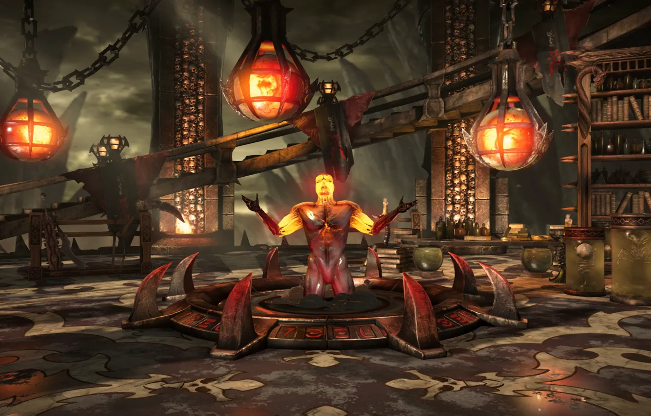 Photo wallpaper fortress, Mortal Kombat X, Quan Chi, Netherrealm