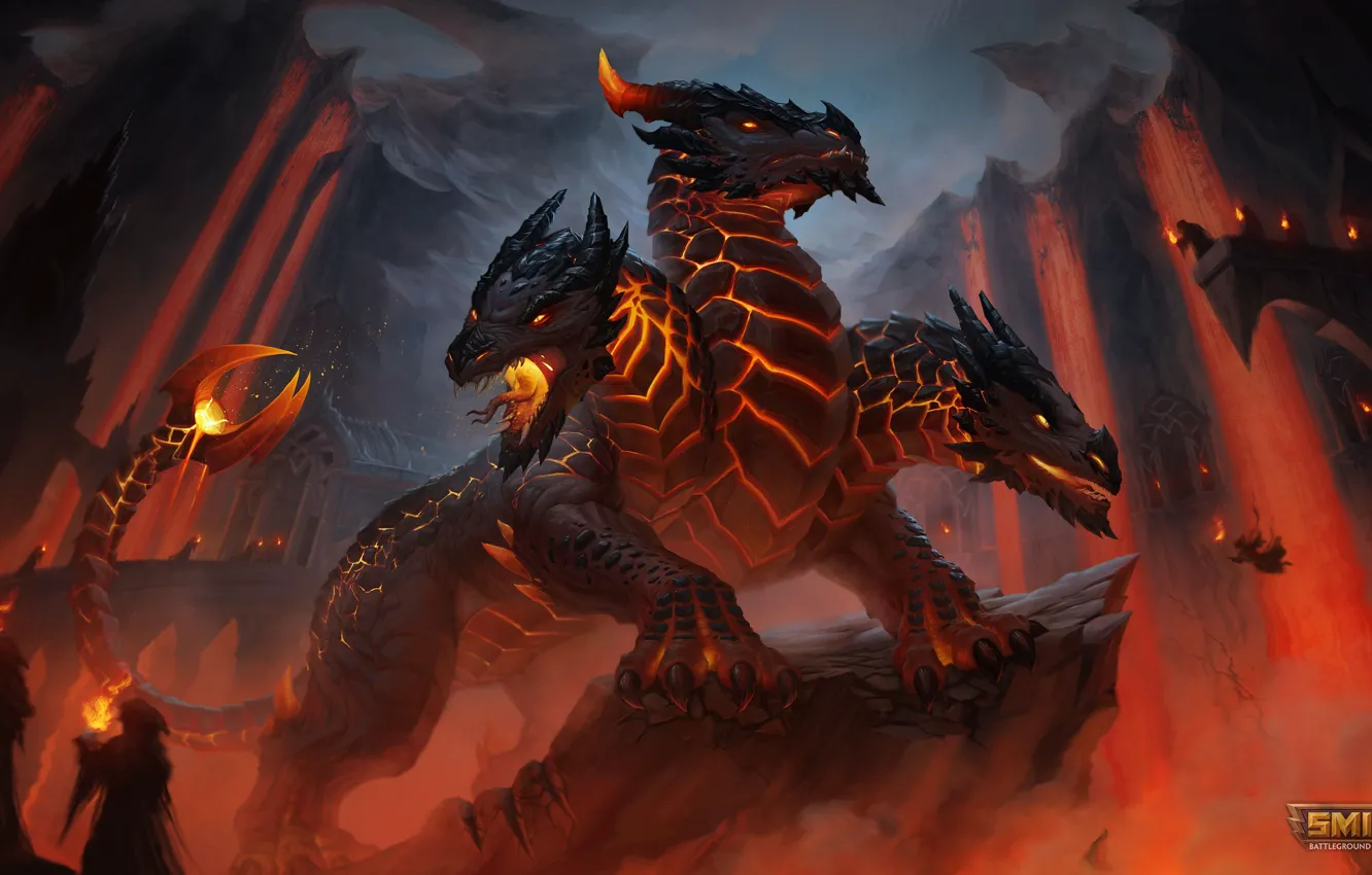 Photo wallpaper dragon, Smite, triceps