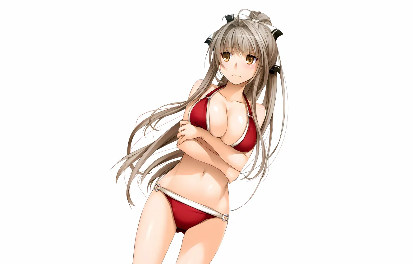 Photo wallpaper girl, sexy, Cameltoe, cleavage, long hair, brown hair, boobs, anime