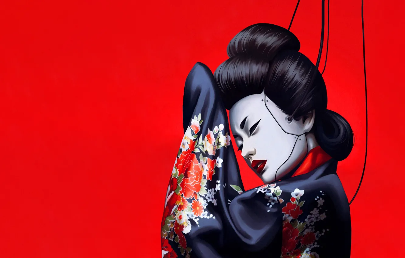 Photo wallpaper girl, Japanese, minimalism, Japan, art, geisha, Japan, Asian