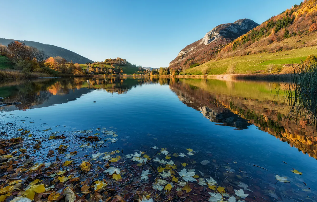 Photo wallpaper river, Alps