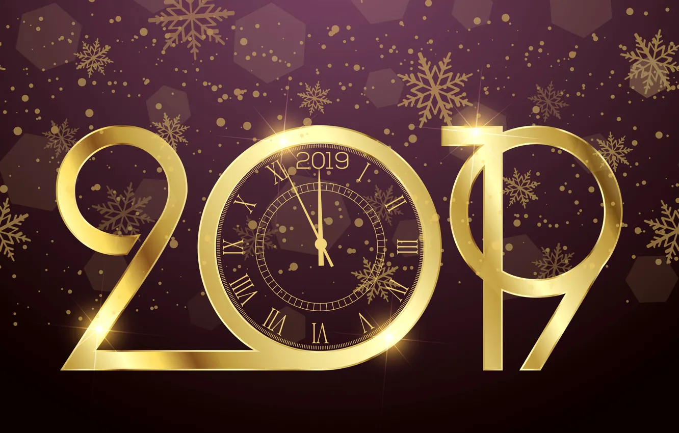 Photo wallpaper gold, new year, figures, golden, background, New Year, purple, Happy