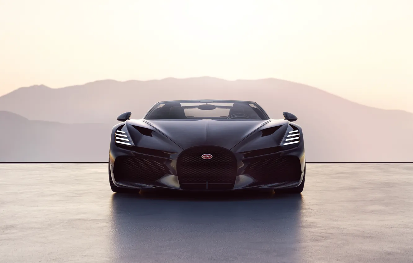 Photo wallpaper Bugatti, Roadster, front view, hypercar, 2024, W16 Mistral