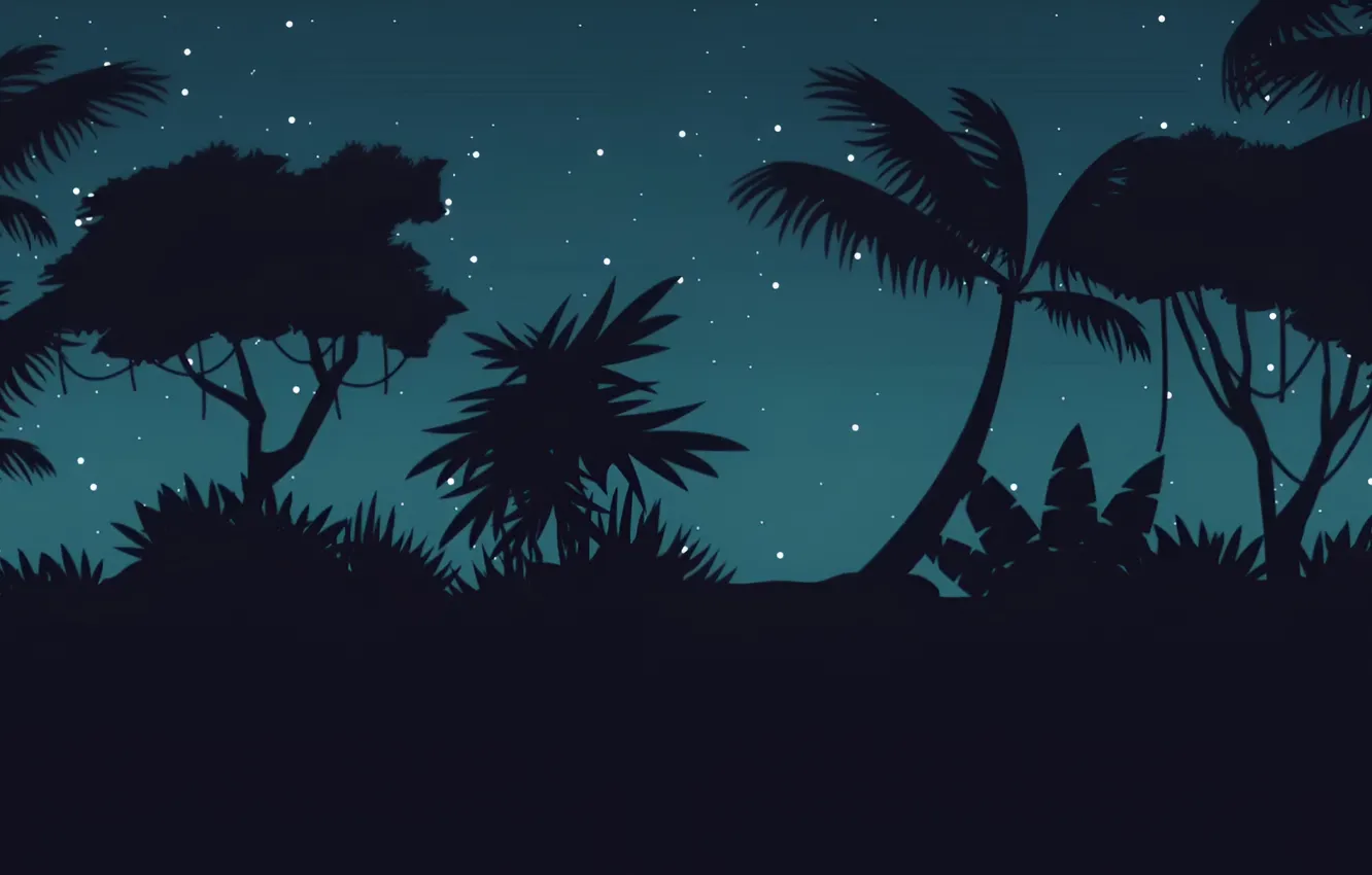 Photo wallpaper Night, Background, Jungle, Jungle, Night, Background