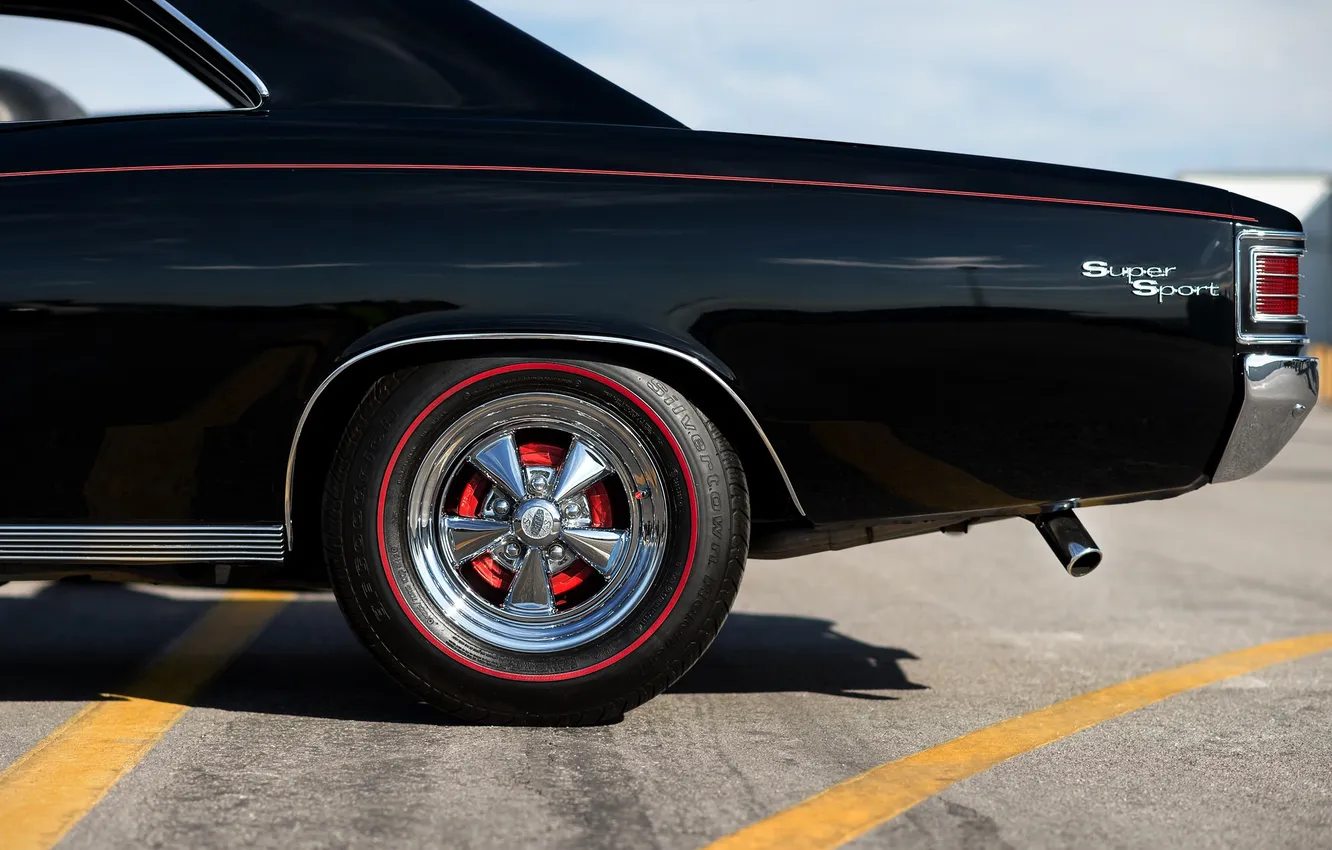 Photo wallpaper black, wheel, Chevrolet, side view