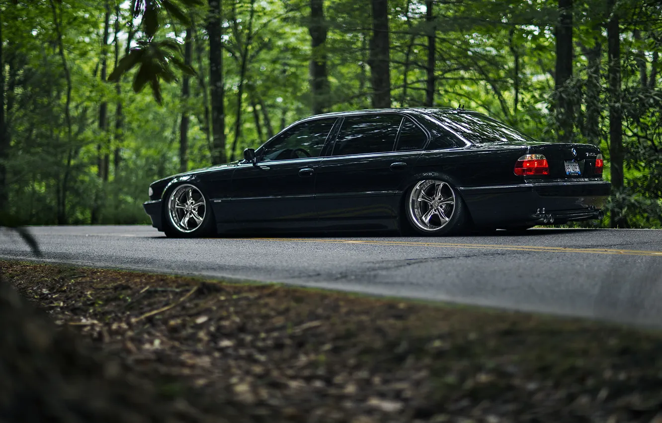 Photo wallpaper car, bmw, black, e38, stance, 7 series, 740iL