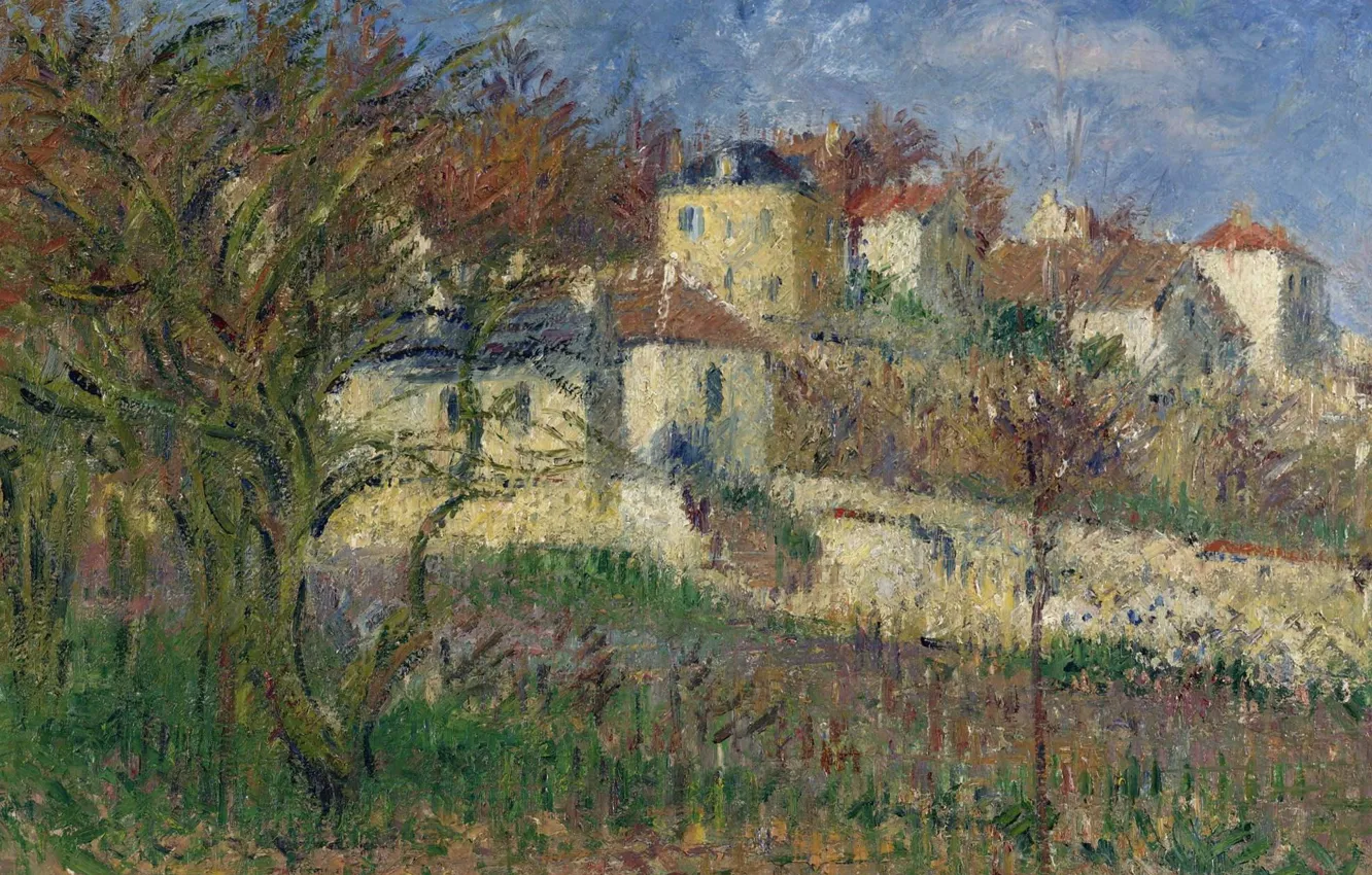 Photo wallpaper landscape, home, picture, Gustave Loiseau, Gustave Loiseau, The Hills Of Hermitage. PONTOISE