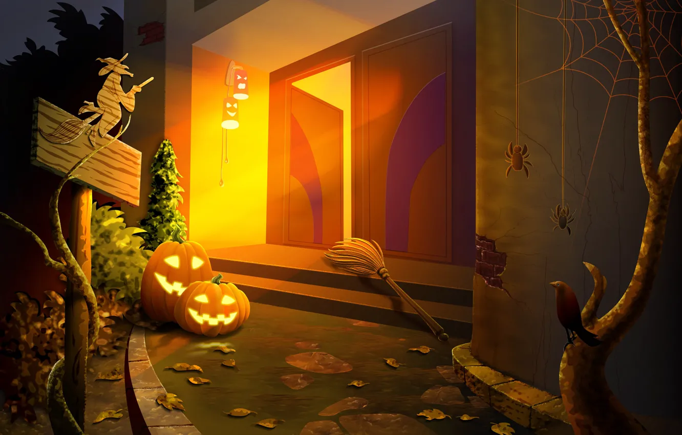 Photo wallpaper pumpkin, Halloween, halloween, horror