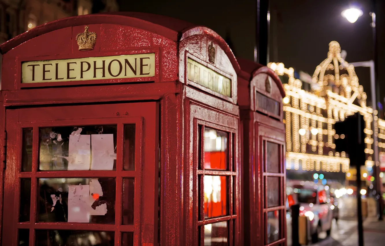 Photo wallpaper London, symbol, phone, booth, red, photo, photographer, phone