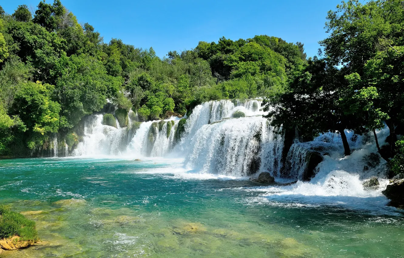 Photo wallpaper nature, waterfalls, Croatia, the river Krka