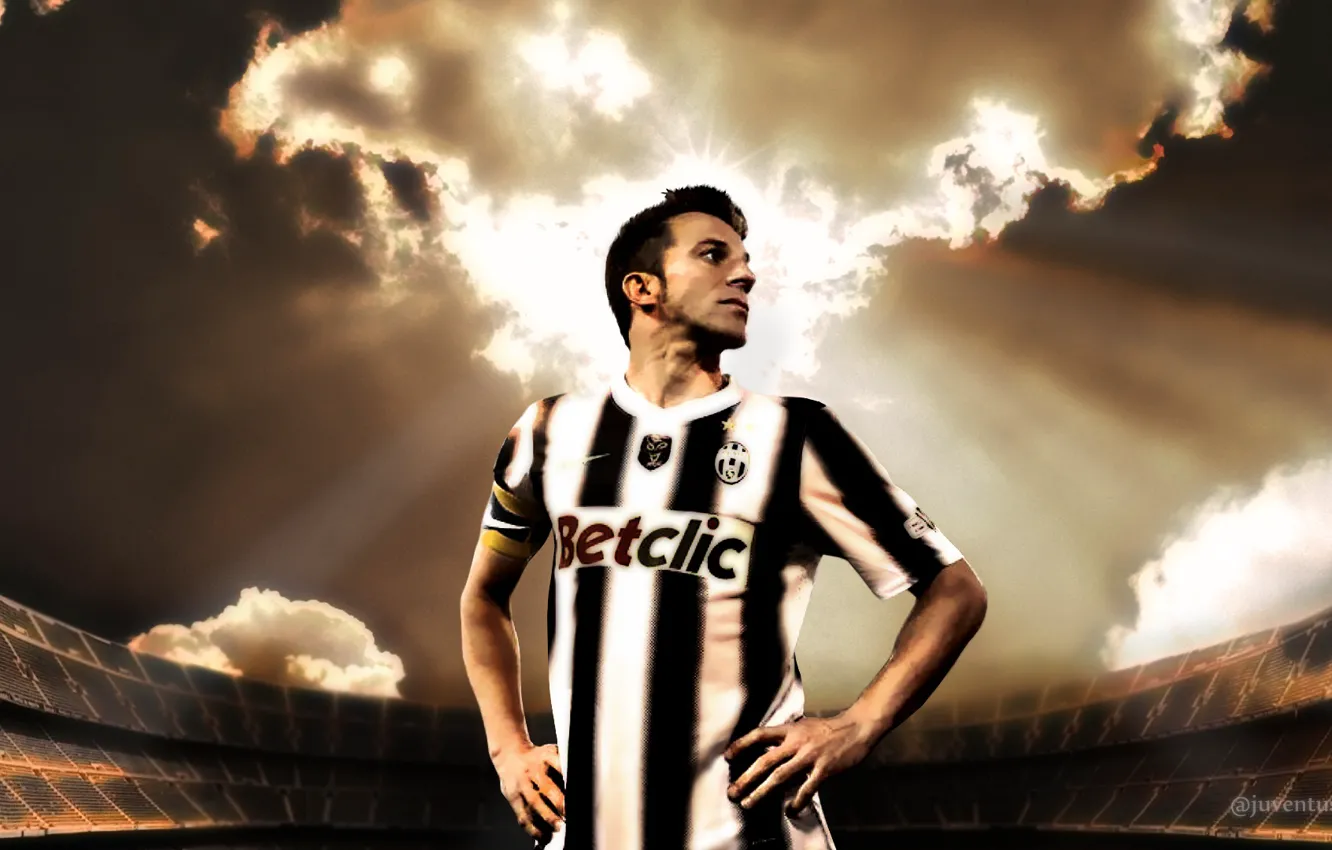 Photo wallpaper clouds, clouds, stadium, Juventus, Alessandro Del Piero