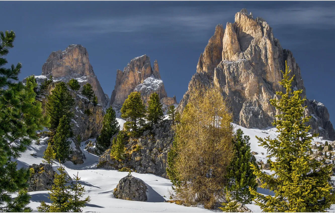 Photo wallpaper winter, mountains, Alps, Italy