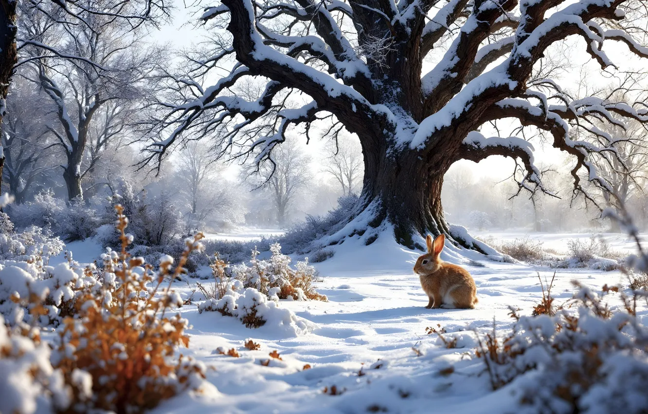 Photo wallpaper winter, forest, snow, trees, nature, forest, nature, winter