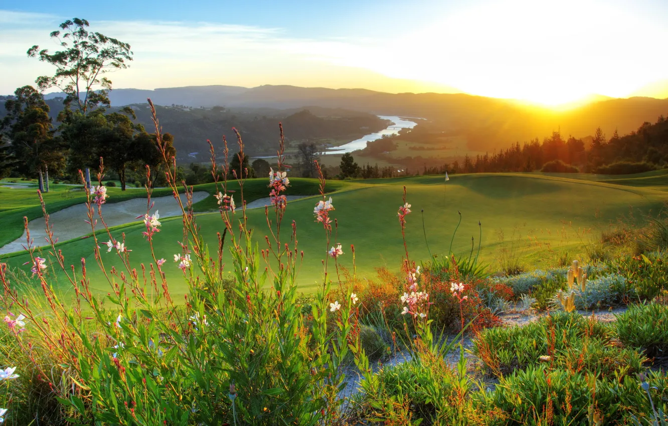 Photo wallpaper field, landscape, nature, lawn, Golf, South Africa