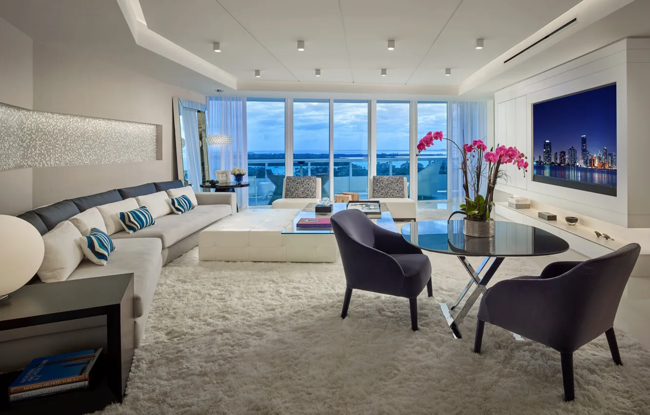 Photo wallpaper design, style, room, interior, FL, living room, Miami Beach Home, by KIS Interior Design