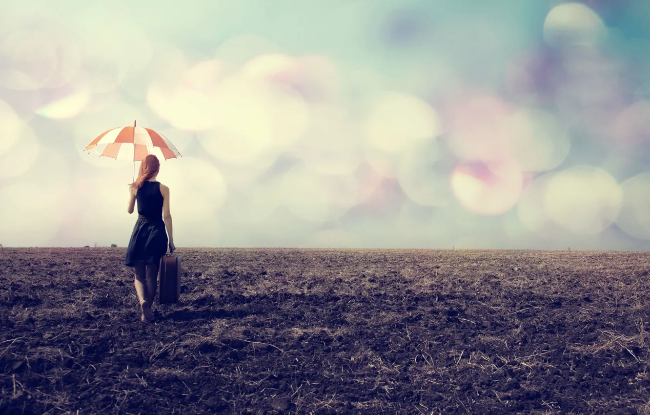 Photo wallpaper girl, nature, the way, umbrella, background, Wallpaper, mood, umbrella