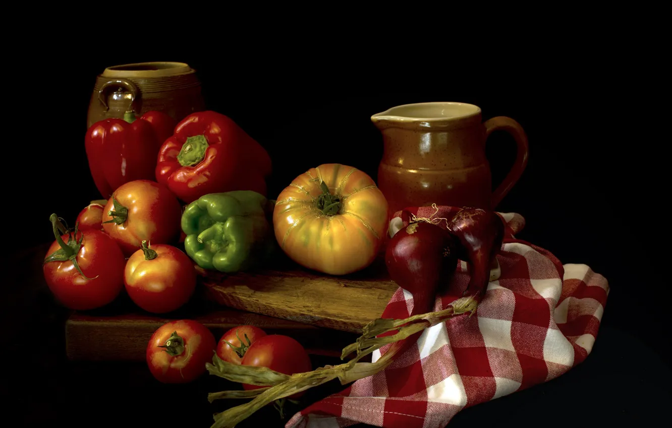 Photo wallpaper bow, vegetables, tomatoes