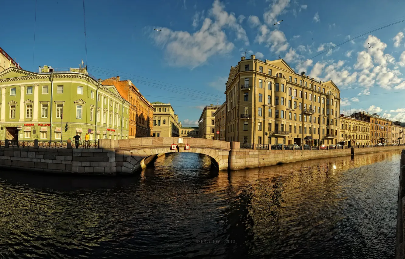 Photo wallpaper bridge, building, promenade, Saint Petersburg, serg-Sergeyev
