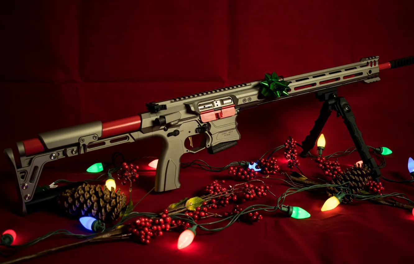 Photo wallpaper weapons, new year, garland, rifle, weapon, custom, ar-15, assault rifle