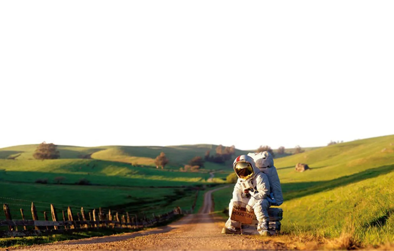 Photo wallpaper road, ride, astronaut