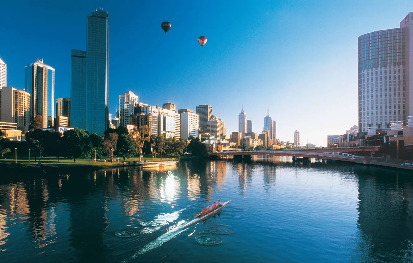 Photo wallpaper the city, Australia, capital, Melbourne in the morning